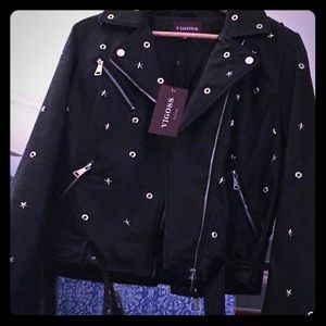 Vigoss Faux Leather Studded Moto Jacket